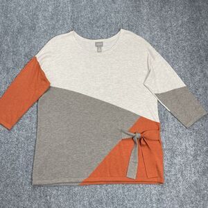 Chicos Sweater Sz 2 Womens Size Large Touch Of Cashmere Colorblock Side Tie